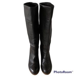 Loft Leather Mid Calf Dark Brown Heeled Boots Sz 6